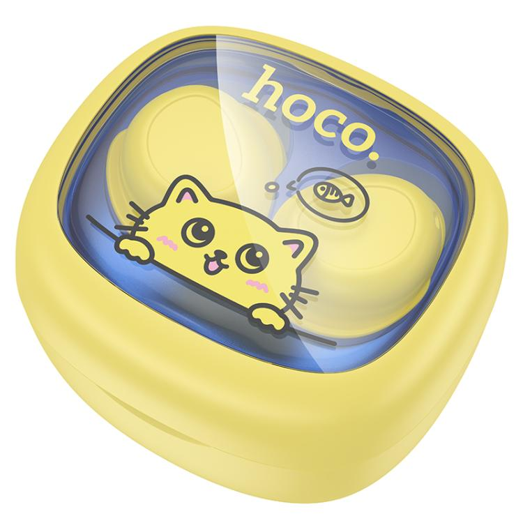 Audífonos Bluetooth para niños HOCO EW111 amarillo con estuche de diseño de gatito