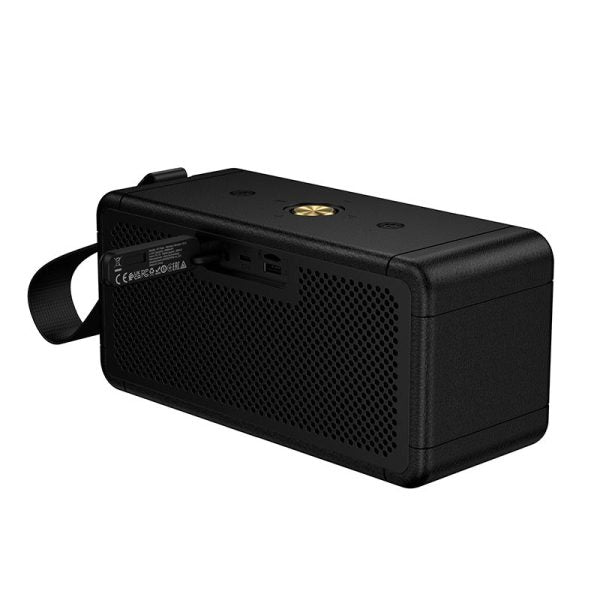 Parte trasera del HOCO HT1 Max negro con puertos USB-C, USB, microSD y AUX