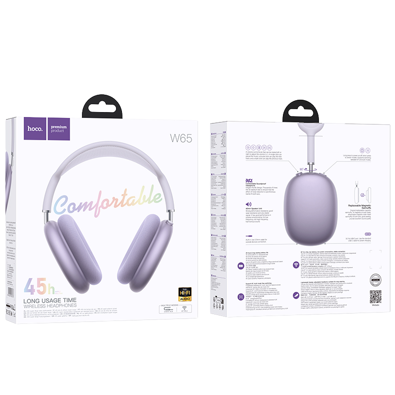Packaging de los audífonos HOCO W65 en otro color