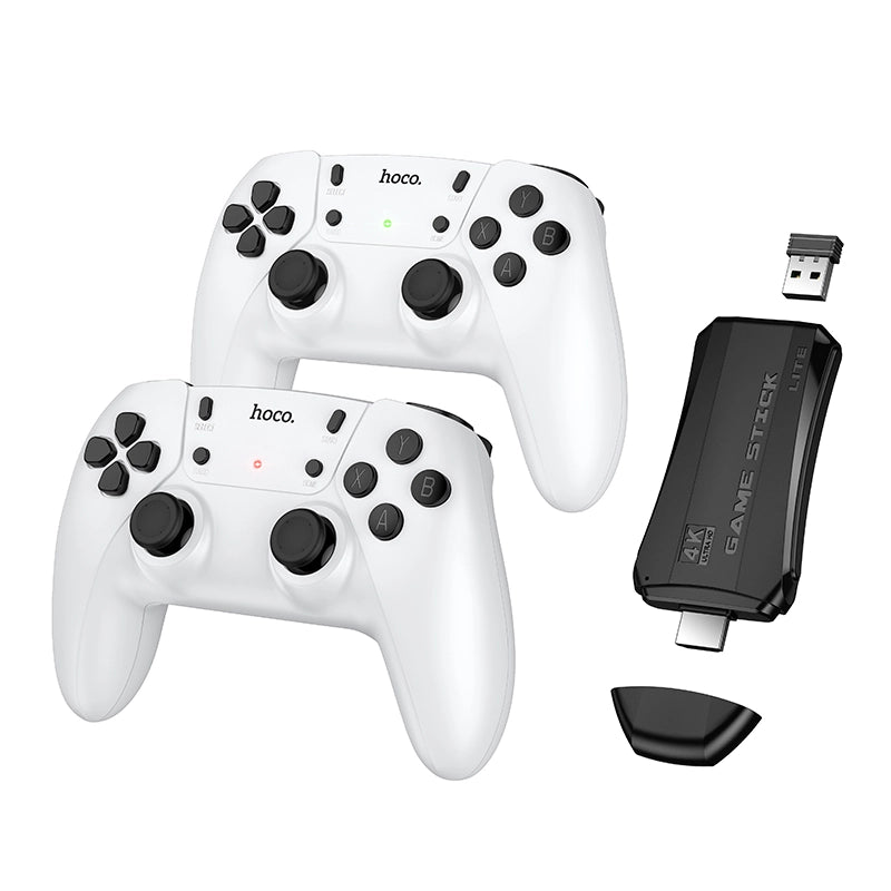 Set HOCO GA31 con dos mandos inalámbricos blancos, caja HDMI y receptor USB