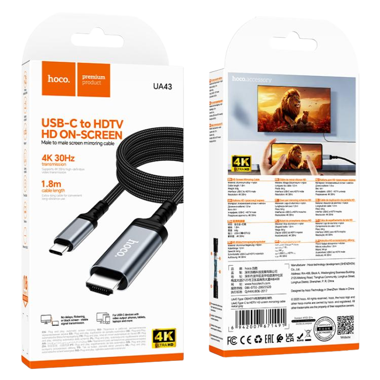 Cable HOCO UA43 conectado a un televisor
