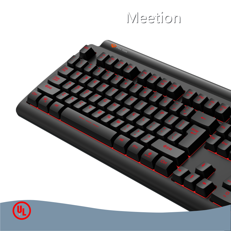 Teclado gamer Meetion K9320 visto en ángulo