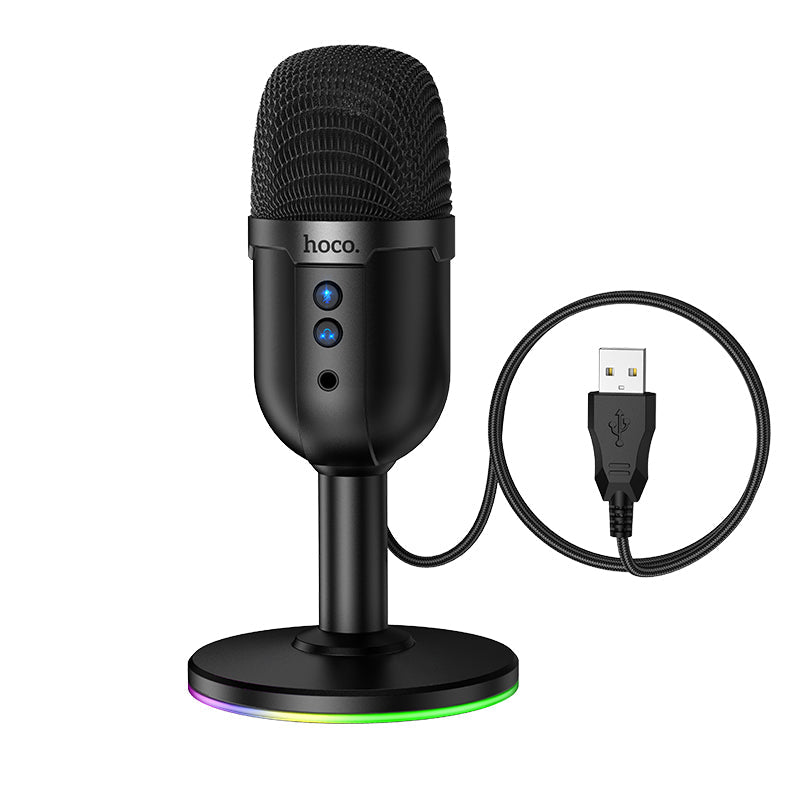 Micrófono gamer HOCO L25 Bright USB con luz RGB y base integrada