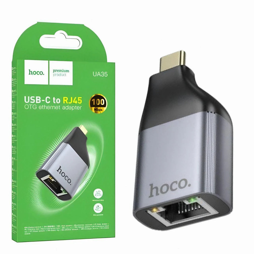 Adaptador HOCO UA35 Tipo C a Ethernet RJ45 gris metalizado