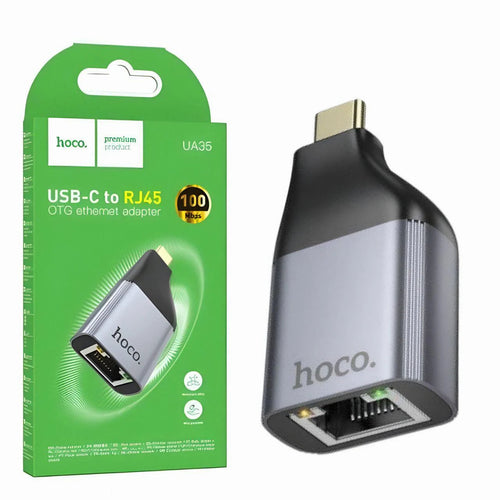 Adaptador HOCO UA35 Tipo C a Ethernet RJ45 gris metalizado