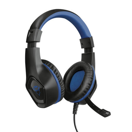 Audífonos gamer Trust GXT 404B Rana azules con micrófono plegable