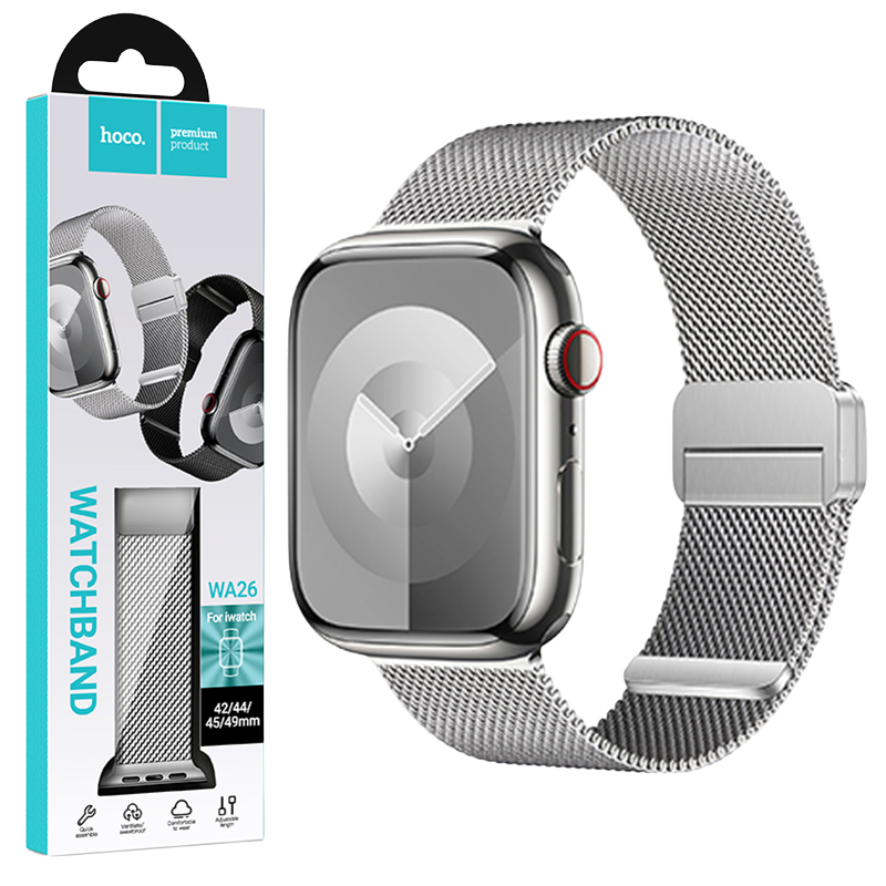 Correa HOCO WA26 plateada de malla milanesa para Apple Watch