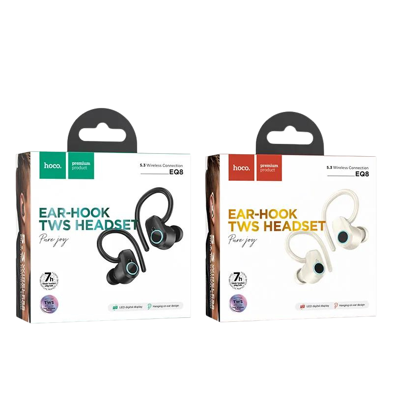 Packaging de los audífonos HOCO EQ8 Ear-Hook TWS Headset