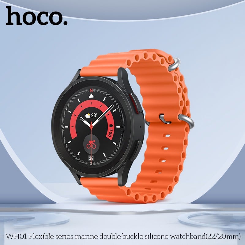 Correa HOCO WH01 de silicona montada en un reloj inteligente circular