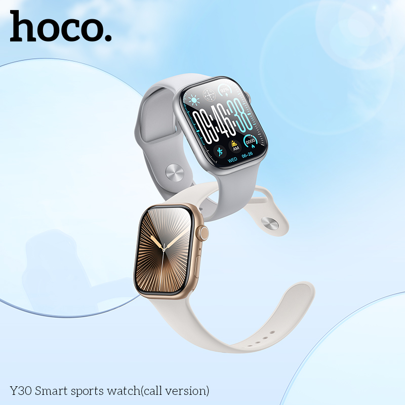 Smartwatch HOCO Y30 en color plateado y dorado con pantalla de 2,01 pulgadas