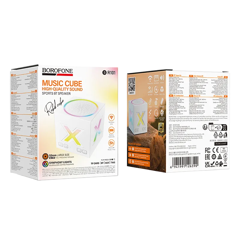 Empaque del BOROFONE BR101 Music Cube en blanco