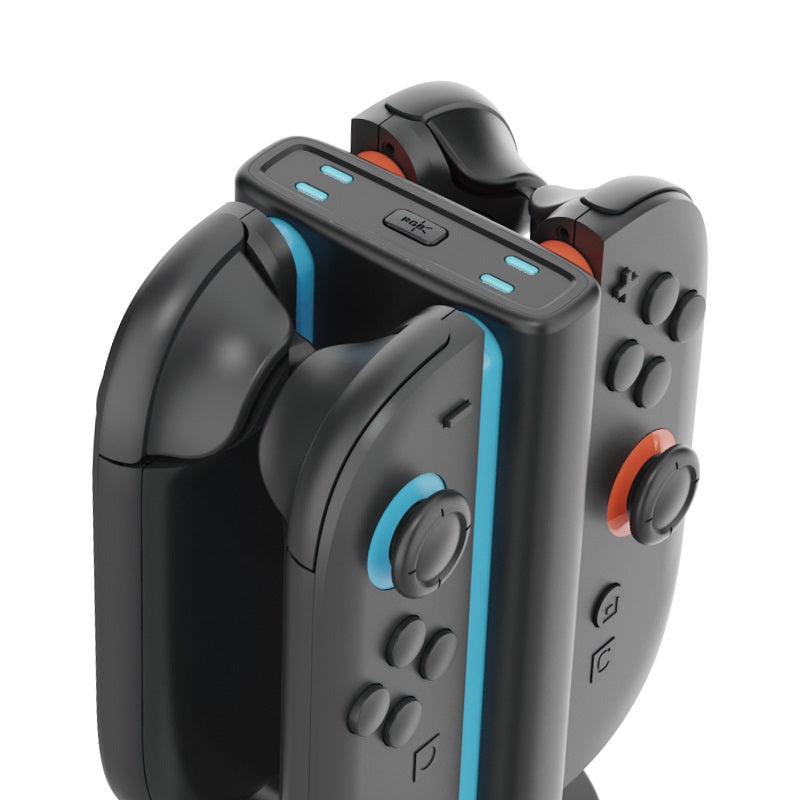 Detalle de un Joy-Con encajando en la ranura de la base iPEGA PG-SW2051