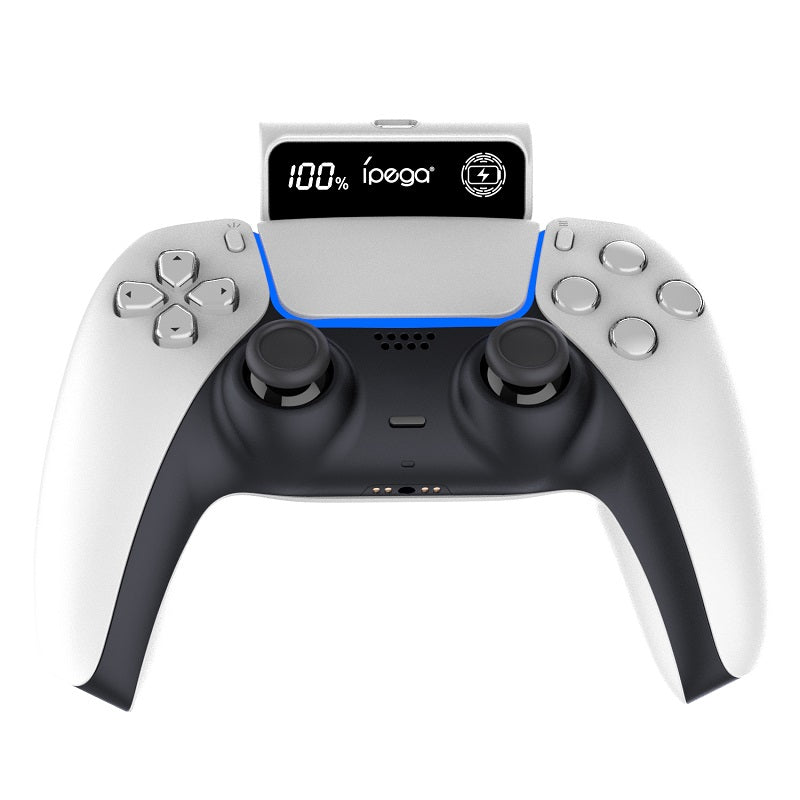 Control PS5 DualSense con batería iPEGA PG-P5060 montada, vista frontal
