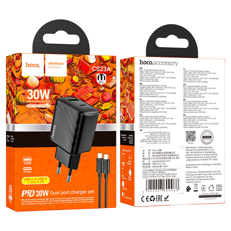 HOCO CS23A 30W set con cable Lightning