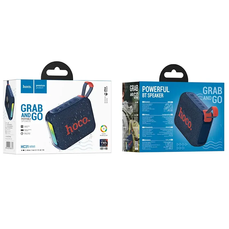 Caja original del parlante HOCO HC31 River azul