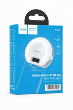 Luz LED Selfie K160 – Mini Ring Light Portátil Recargable 2700K–6500K