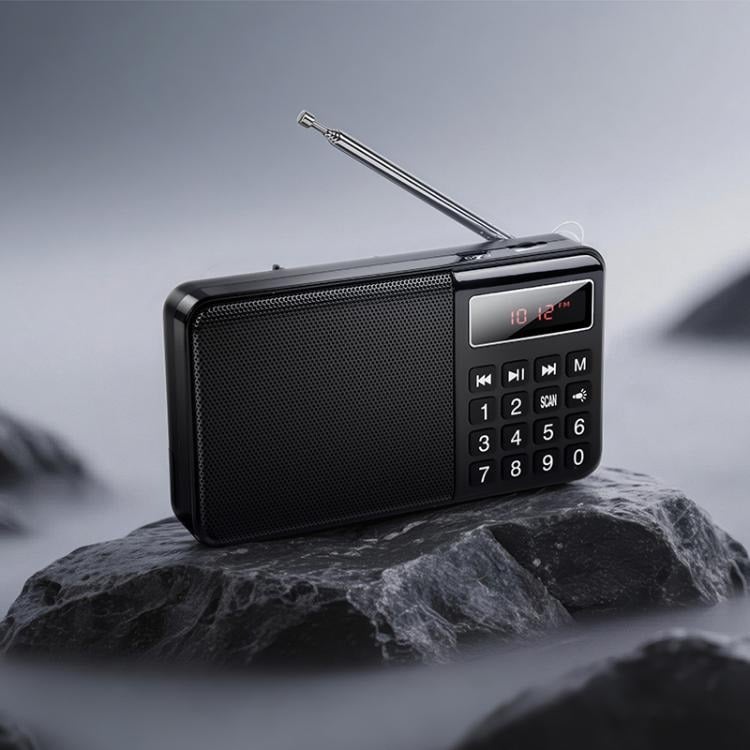 Radio HOCO HI50 negra con antena extendida