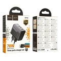 Cargador HOCO CS75A 70W de 3 puertos negro