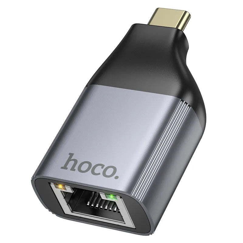 Detalle del puerto RJ45 del adaptador HOCO UA35