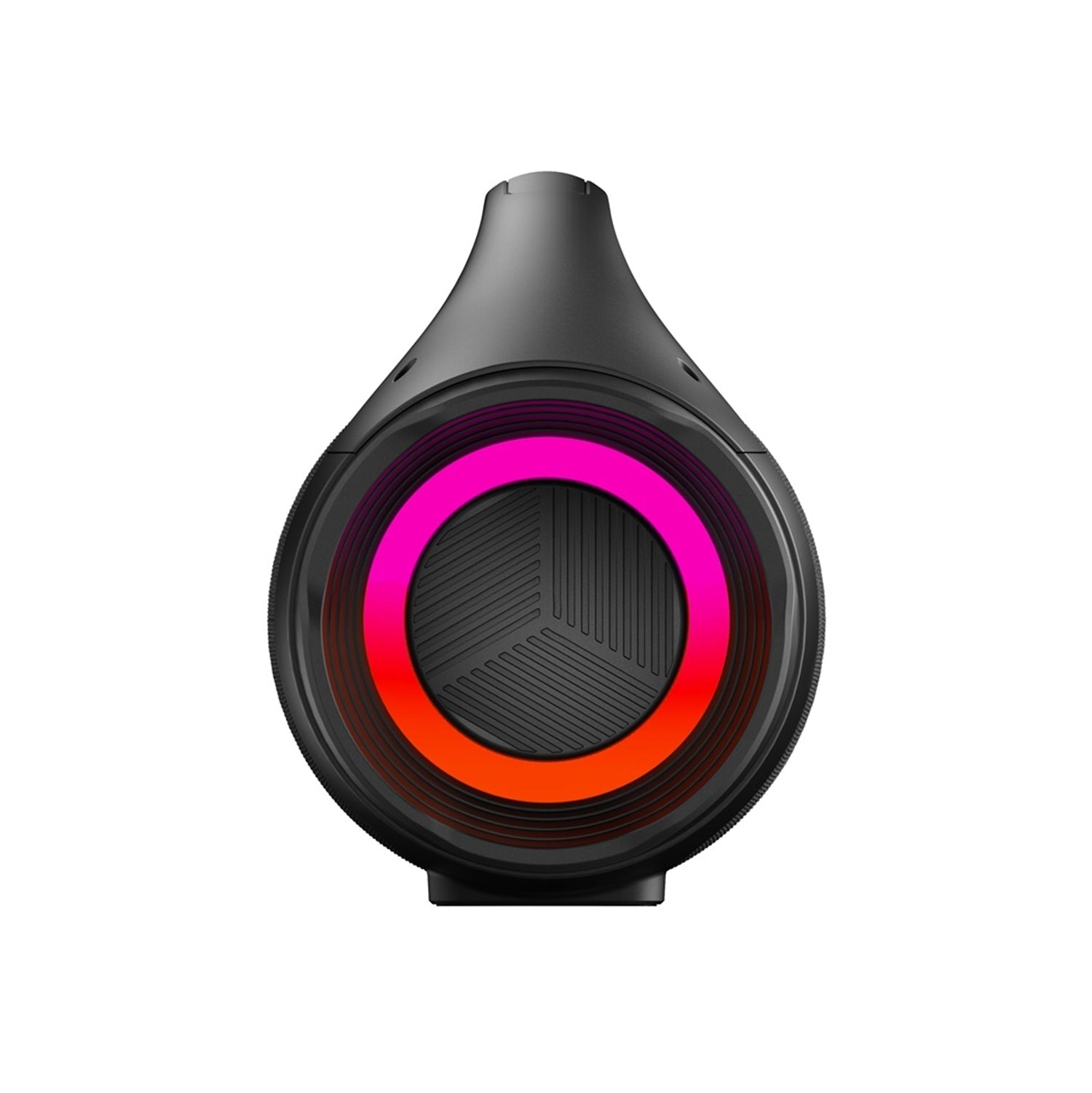 Vista frontal del parlante AIWA AW-S144BT con el anillo de luces RGB encendido