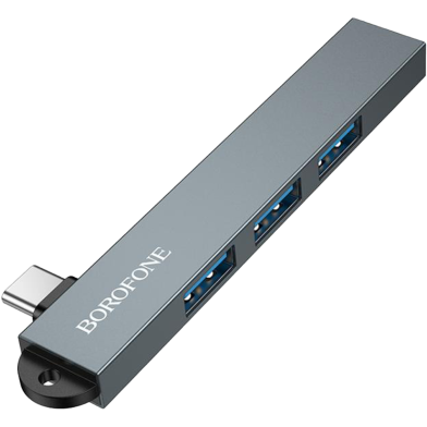 Hub BOROFONE FH1A 4 en 1 vista de los puertos USB