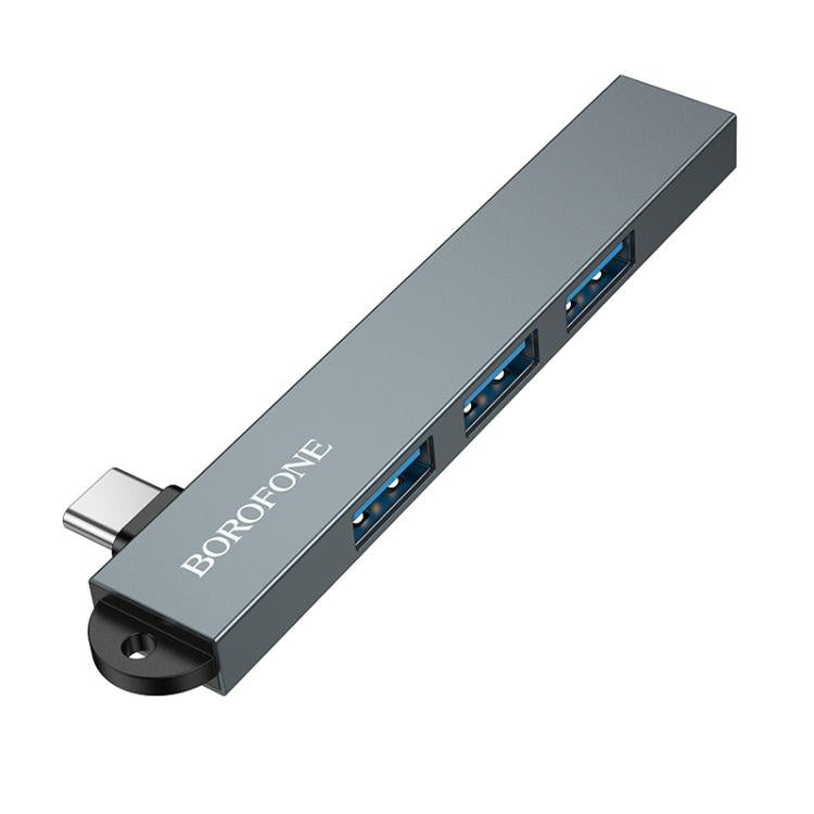 Hub BOROFONE FH1A Tipo C a 4 puertos USB gris metalizado