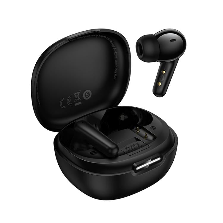 Audífonos HOCO EQ100 negros con traducción IA y estuche con soporte