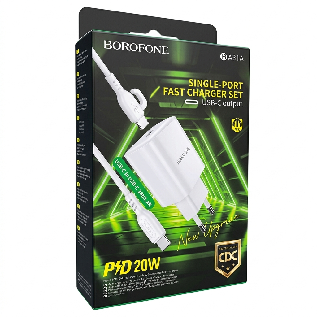 Cargador Borofone BA81A Set Tipo C Blanco