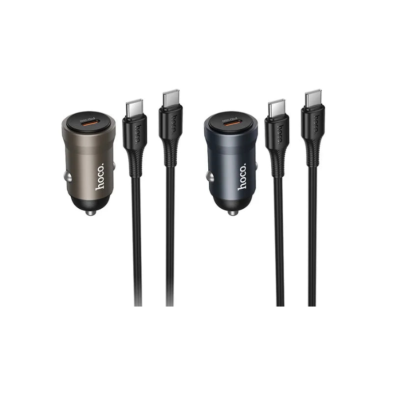 Cargador de auto HOCO Z62A Energy en sus dos acabados de aluminio