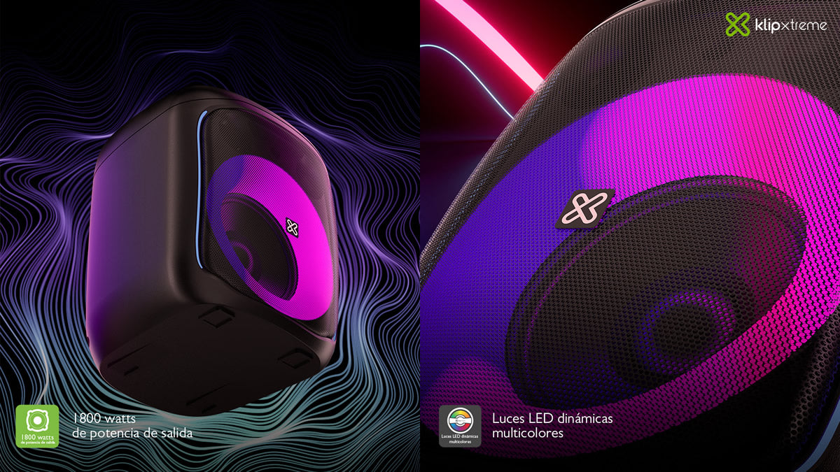 Luces LED dinámicas del Klip Xtreme BoomBlaster sincronizadas con la música