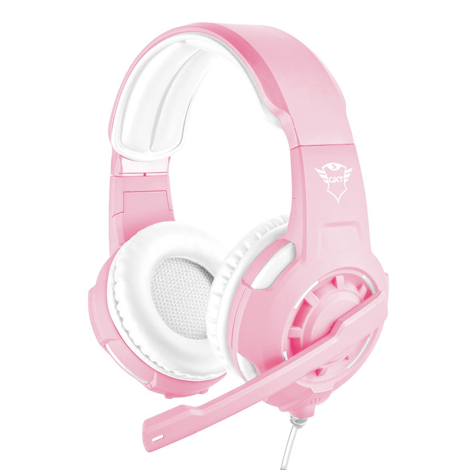 Audífonos gamer Trust GXT 310P Radius rosados con micrófono