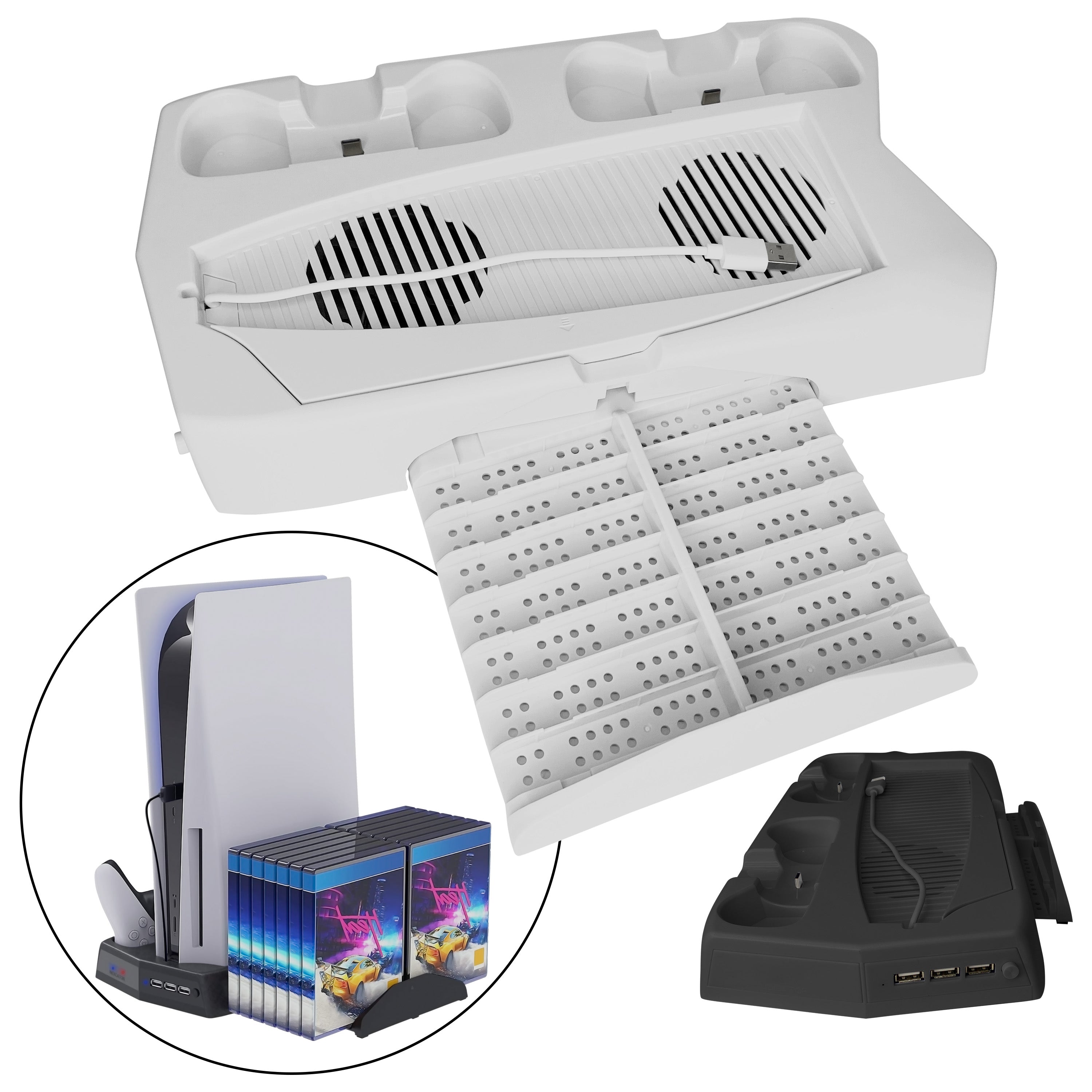 Base de carga y refrigeración para PS5 Slim con soporte vertical