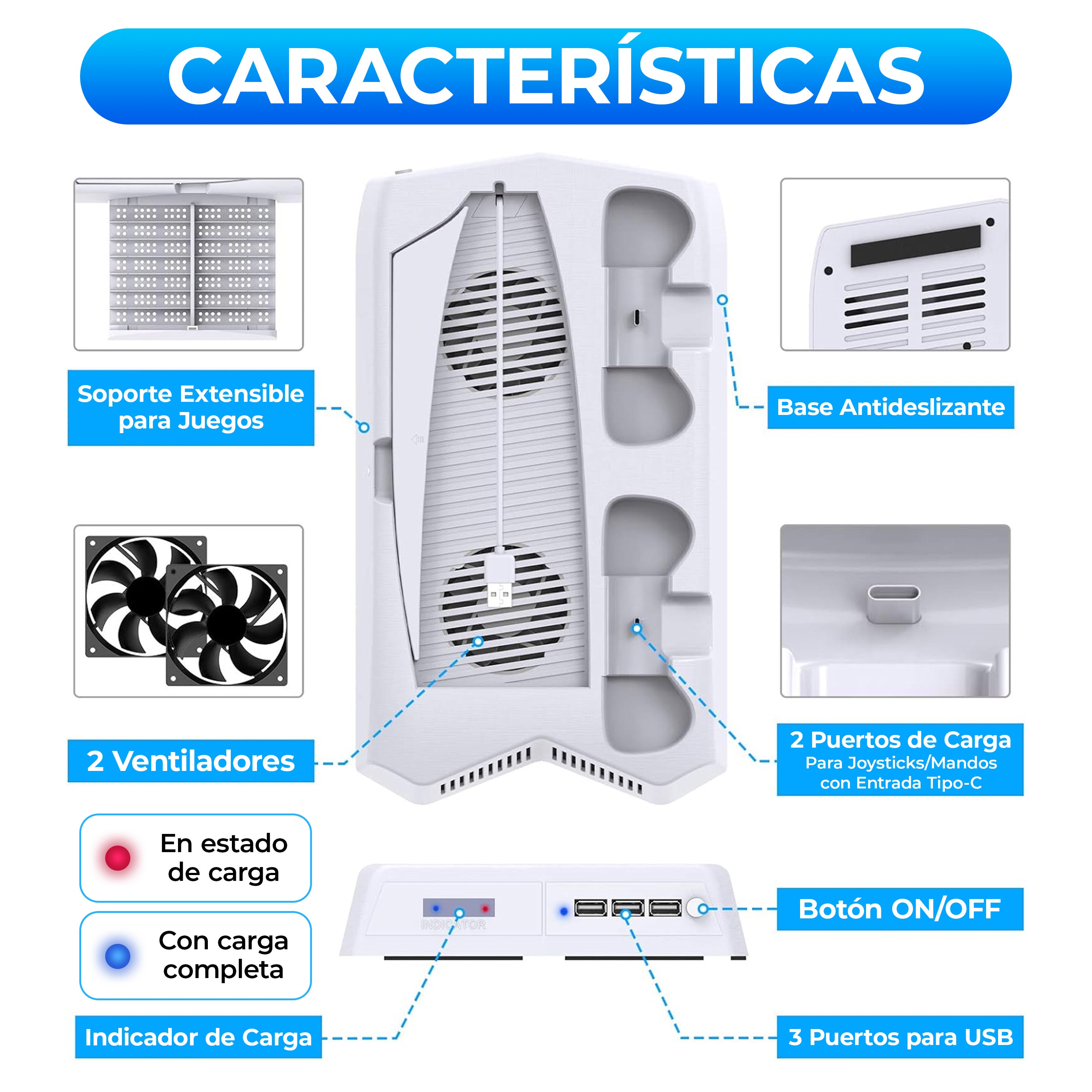 Detalle del almacenamiento de juegos de la base para PS5 Slim