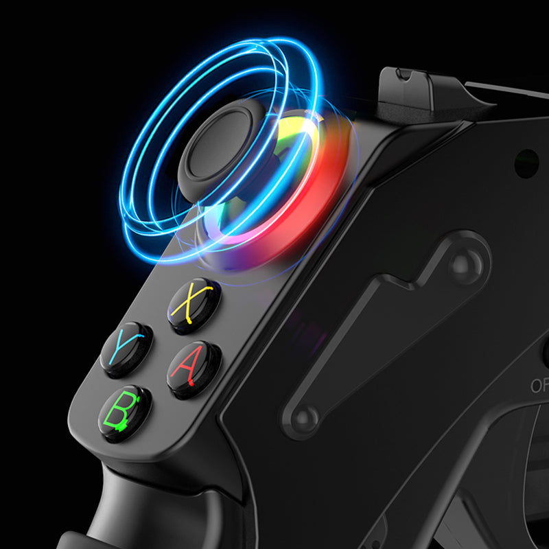 Detalle de los botones y la iluminación RGB de la pistola iPEGA PG-SW2257