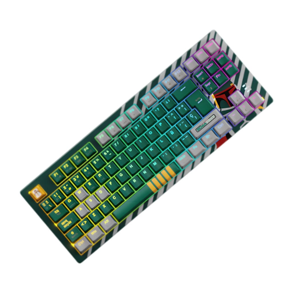 Teclado mecánico Primus Ballista 82T Star Wars Boba Fett vista tres cuartos