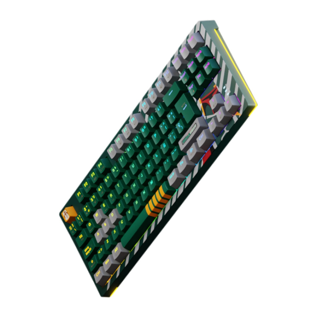 Teclado Primus Ballista 82T Boba Fett en ángulo sobre fondo blanco