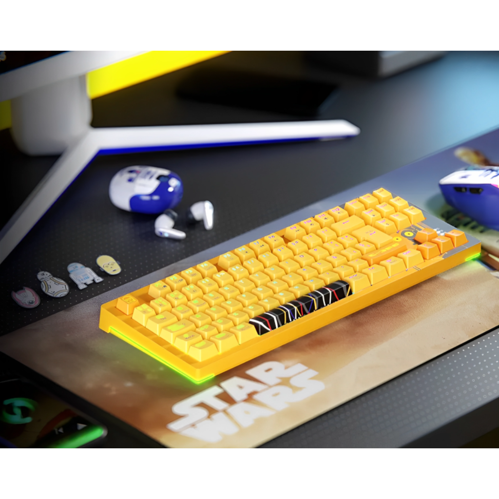 Detalle de los keycaps del teclado Primus Ballista 82T C-3PO