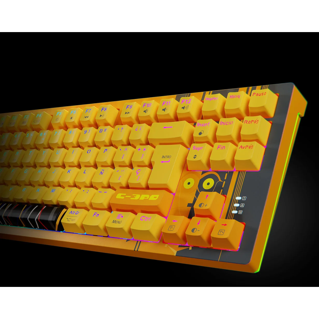 Teclado Primus Ballista 82T C-3PO con iluminación RGB encendida