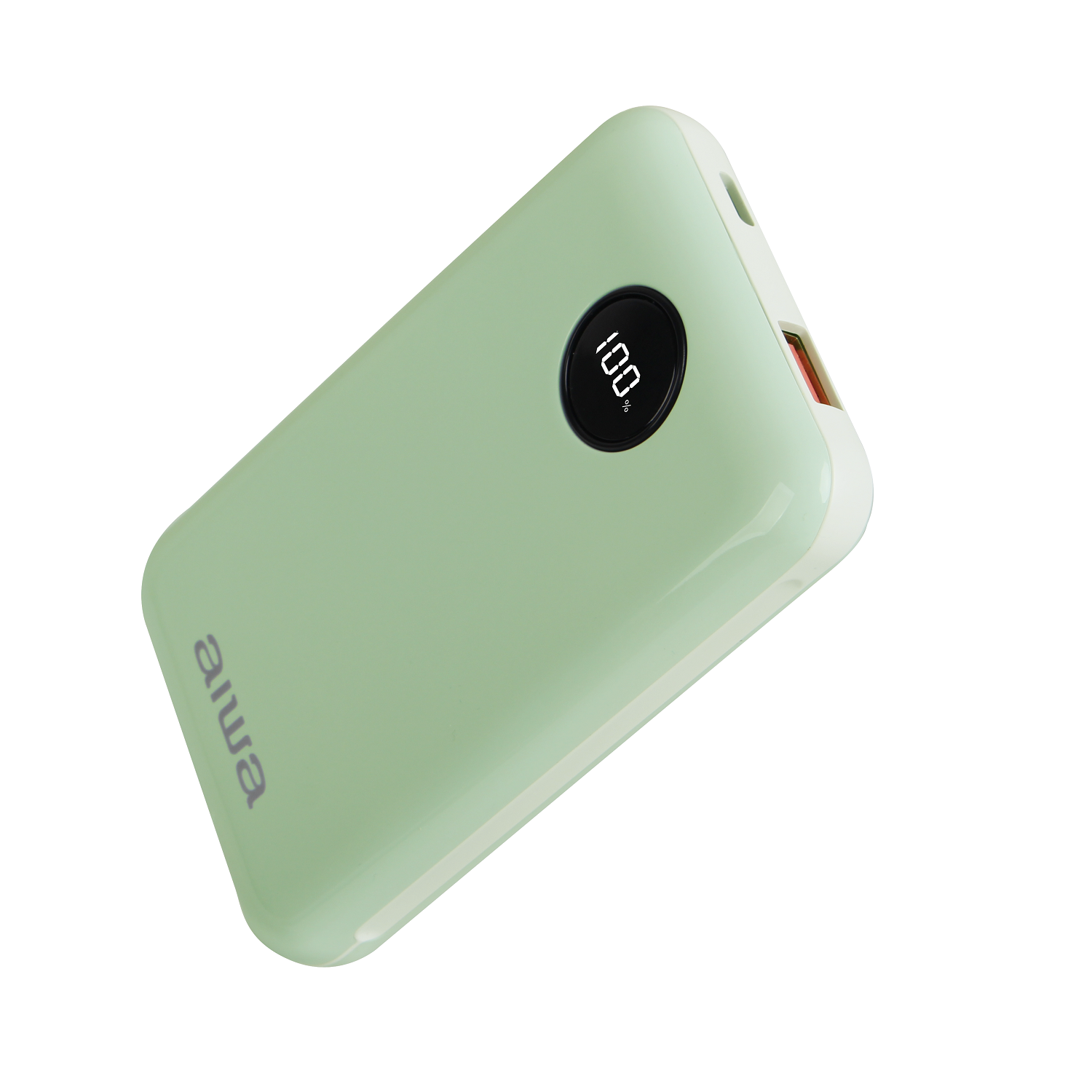 Power bank AIWA PAW-300 celeste en ángulo