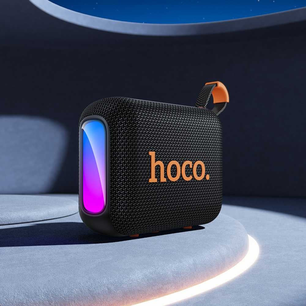 Parlante Bluetooth HOCO HC31 River azul con luces RGB encendidas