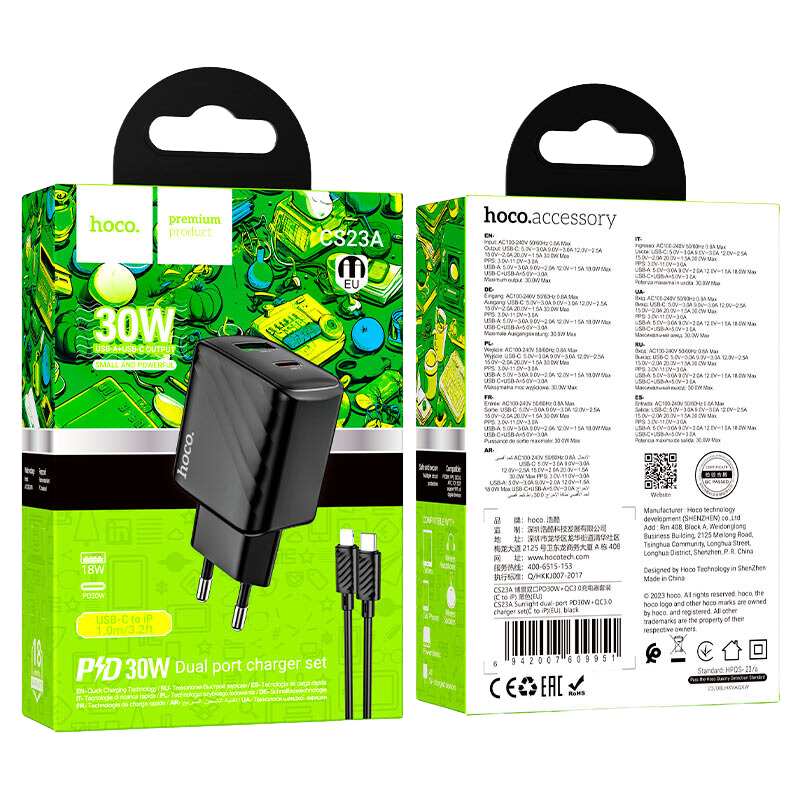 HOCO CS23A 30W set con cable USB-C