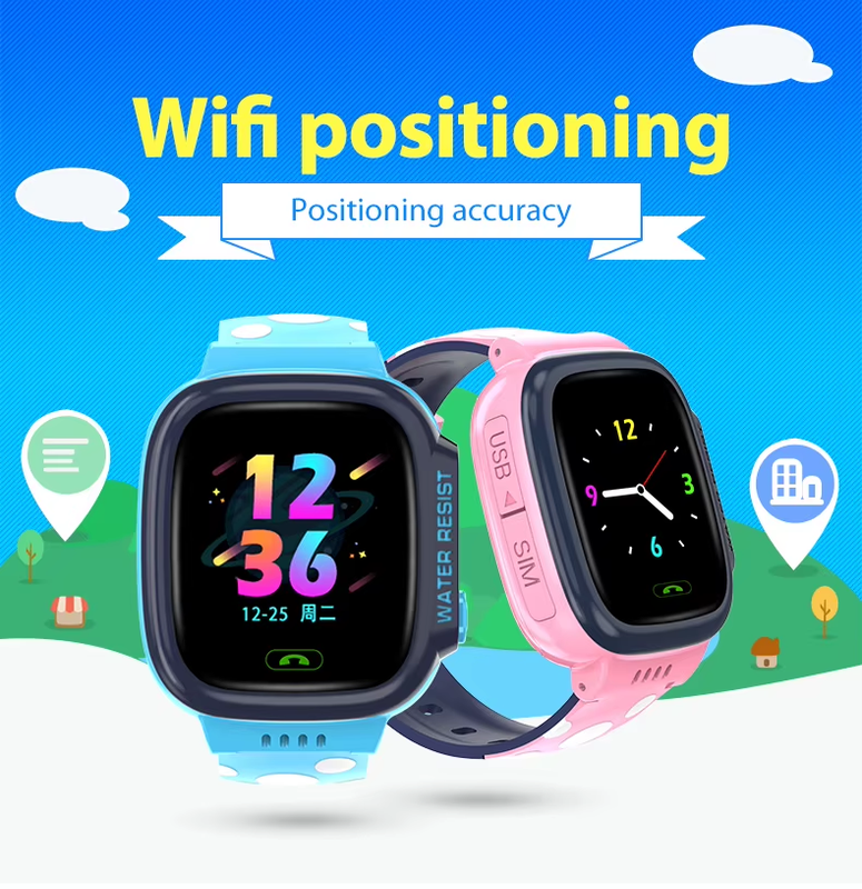 Smartwatch Y92 con posicionamiento WiFi y GPS, versiones azul y rosado
