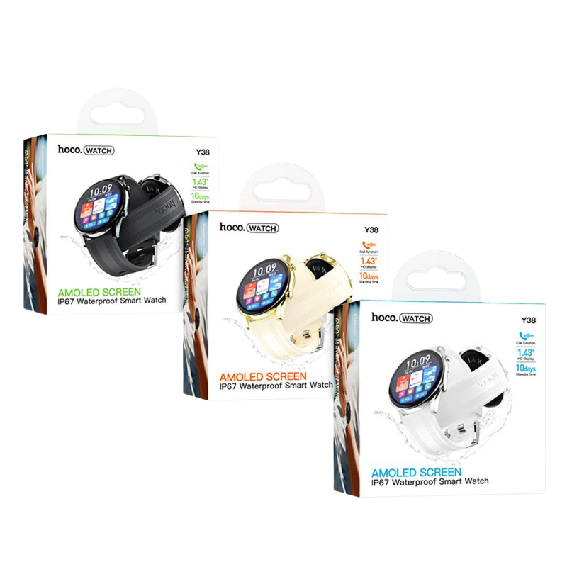 Packaging del HOCO Y38 AMOLED en sus tres colores