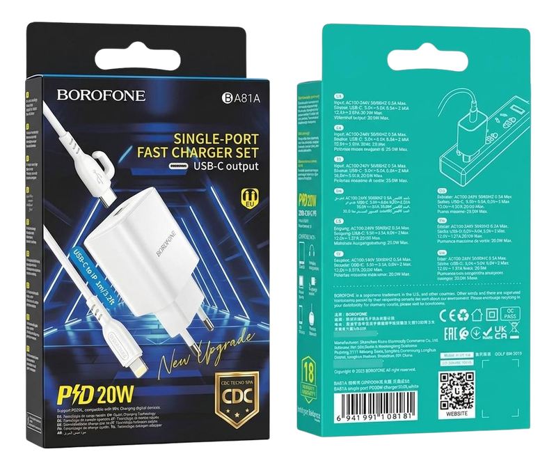 Caja del adaptador BOROFONE BA81A PD 20W