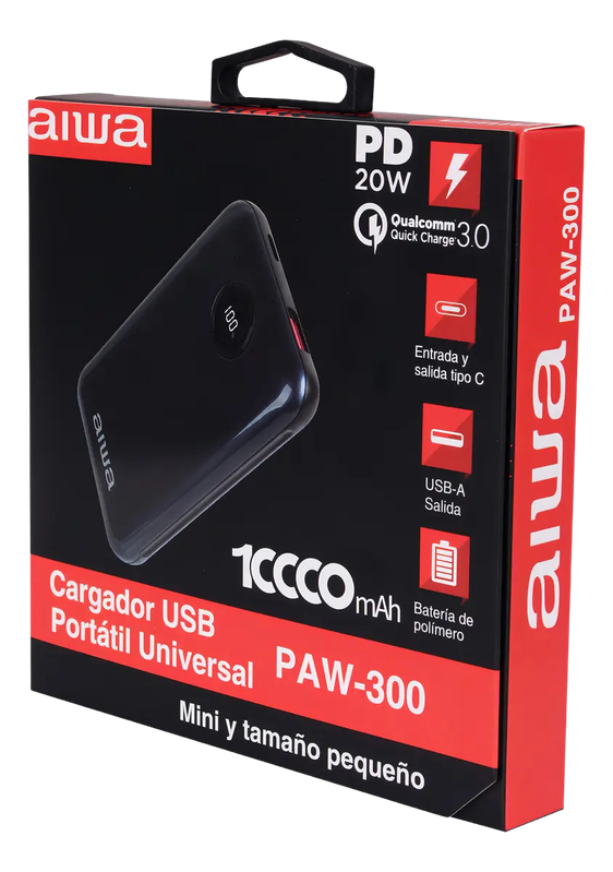 Caja del power bank AIWA PAW-300 en versión azul oscuro