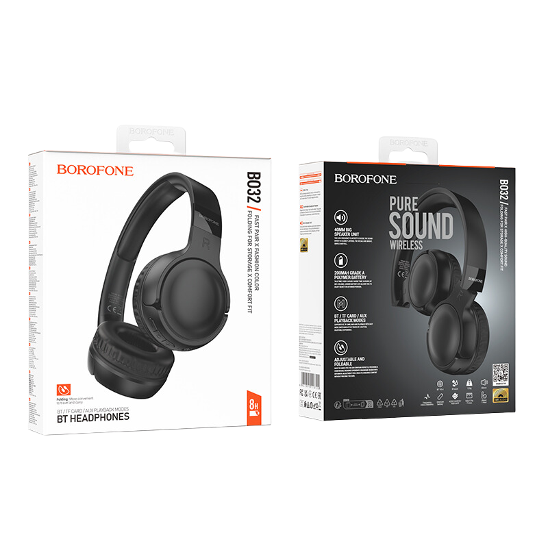 Packaging de los audífonos de diadema BOROFONE BO32