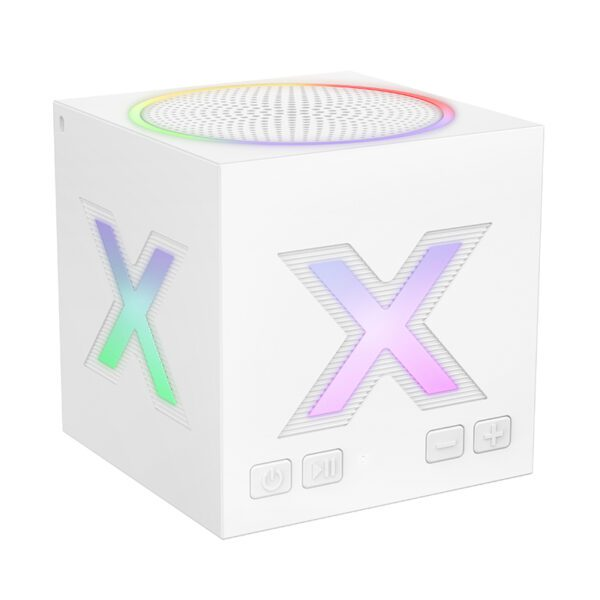 Parlante Bluetooth BOROFONE BR101 Music Cube blanco con luces de colores