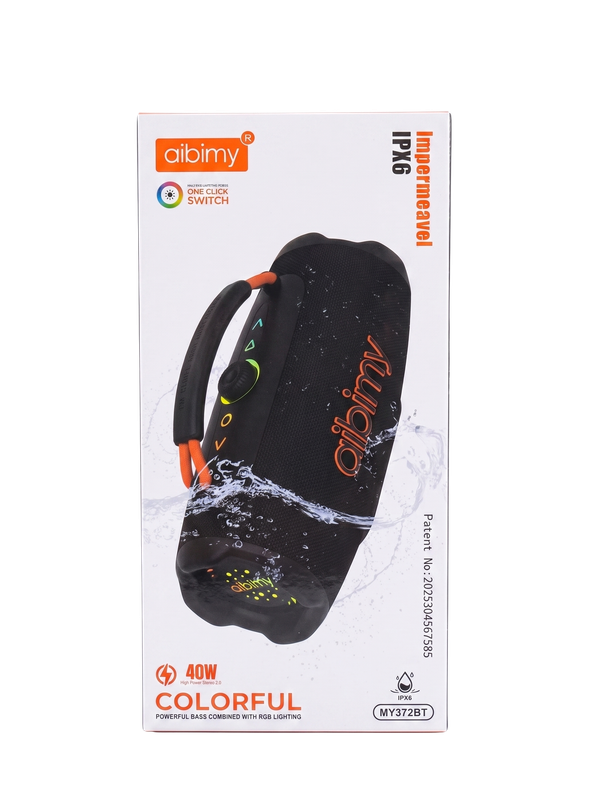 Caja del parlante AIBIMY MY372BT negro con sellos 40W e IPX6