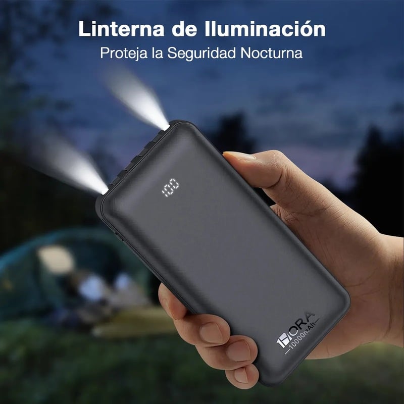 Linterna LED del power bank 1HORA GAR148 iluminando de noche