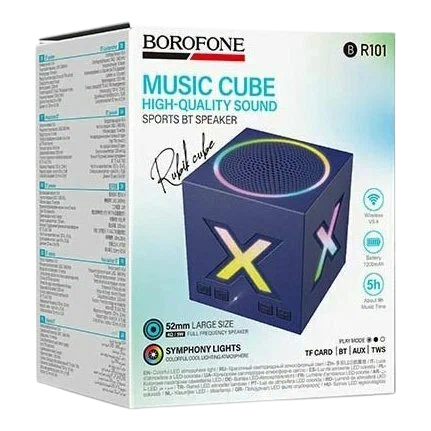 Empaque del BOROFONE BR101 Music Cube en azul